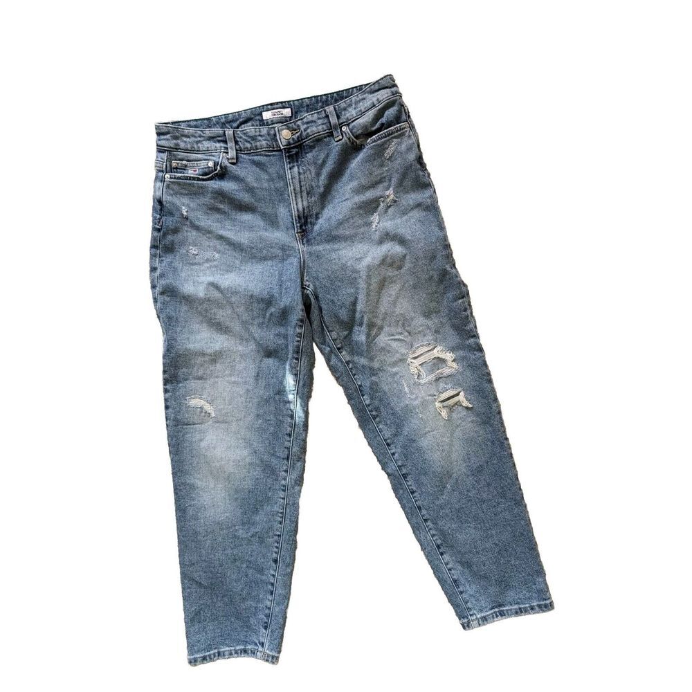 2022 Y2K Look ‎ Tommy Hilfiger Distressed Ultra High Tapered Mom Jeans Sz 10